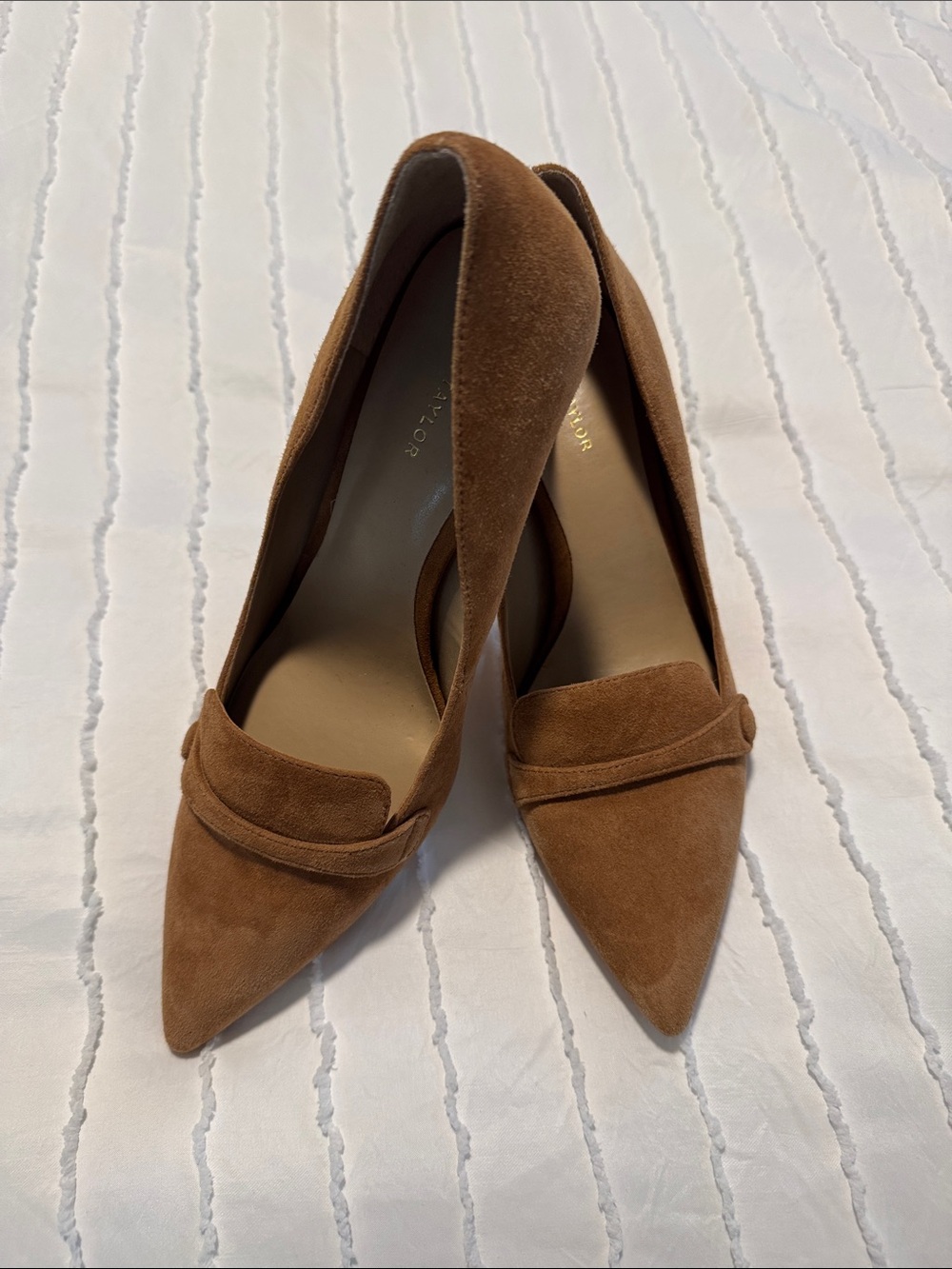 Ann Taylor Brown Suede Pointed-Toe Pumps
